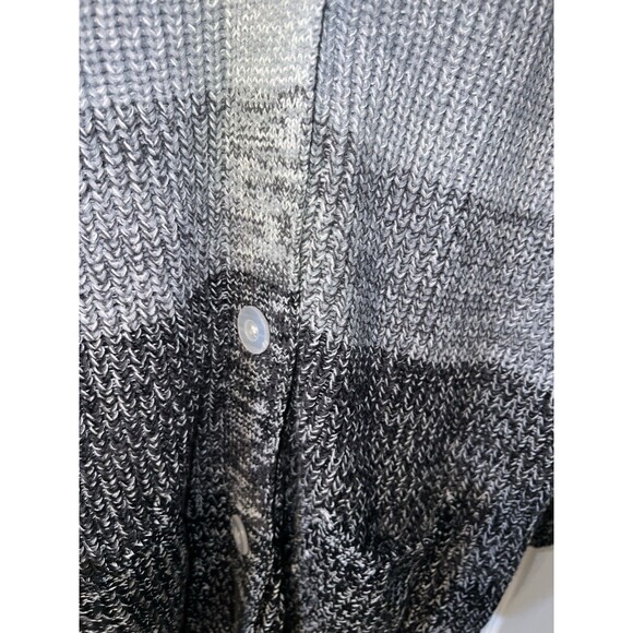 Woman Within Shaker Cardigan Womens Plus L 18-20 Black Grey Ombré Button Up New - Picture 6 of 11